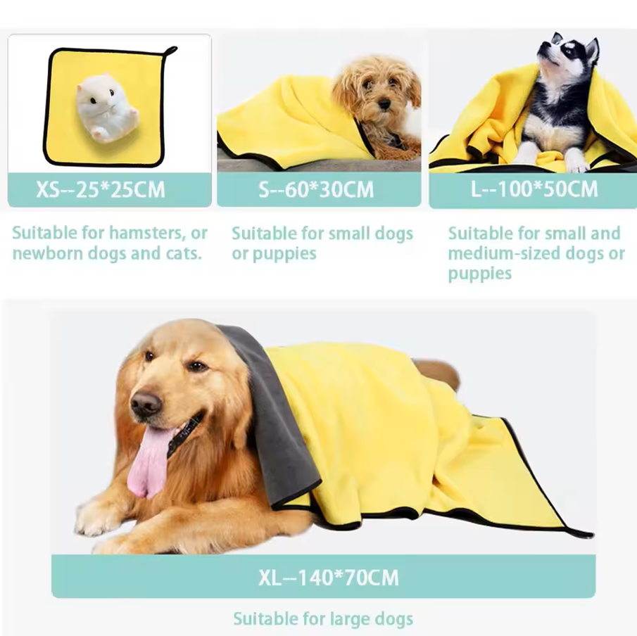 Quick Drying Dog And Cat Towels Soft Fiber Towels Absorbent Bath Towel Pet Bathrobe Convenient Cleaning Towel Pet Supplies