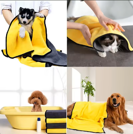 Quick Drying Dog And Cat Towels Soft Fiber Towels Absorbent Bath Towel Pet Bathrobe Convenient Cleaning Towel Pet Supplies